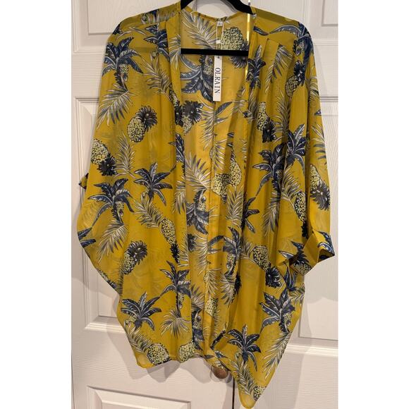 New Floral Pineapple Kimono Duster Cardigan Lightweight & Stylish Med - Picture 4 of 8